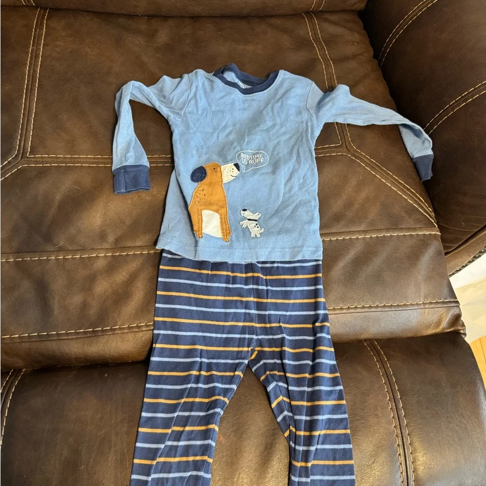 Carter's Blue Pajama Set with Bear and Dog Design